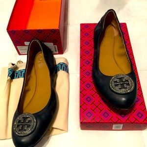 Tory Burch Navy Ballet Flats